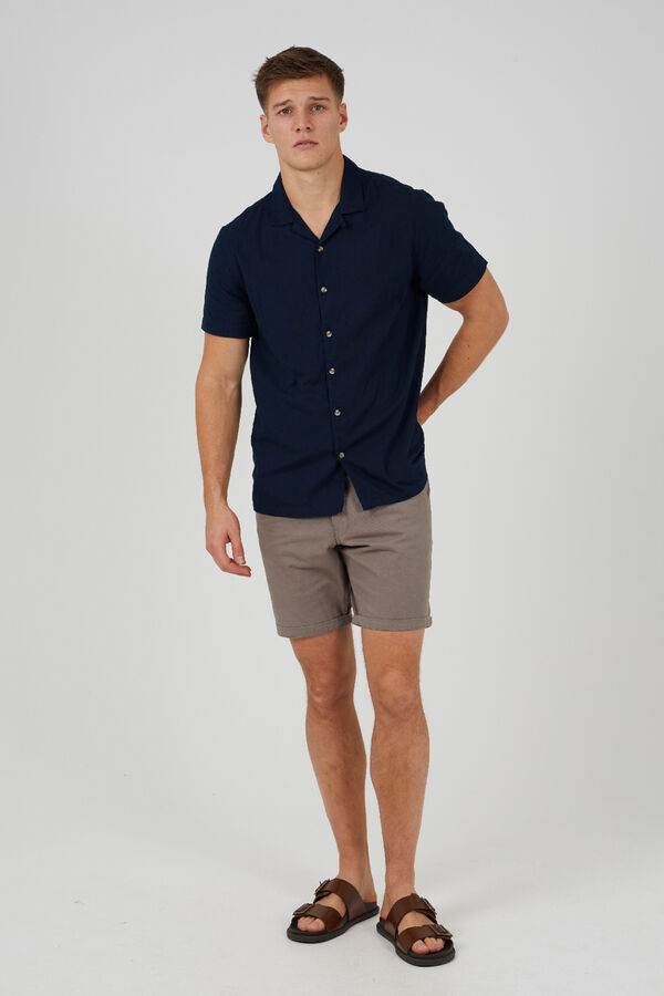 Brave Soul Camisa de manga corta con botones azul