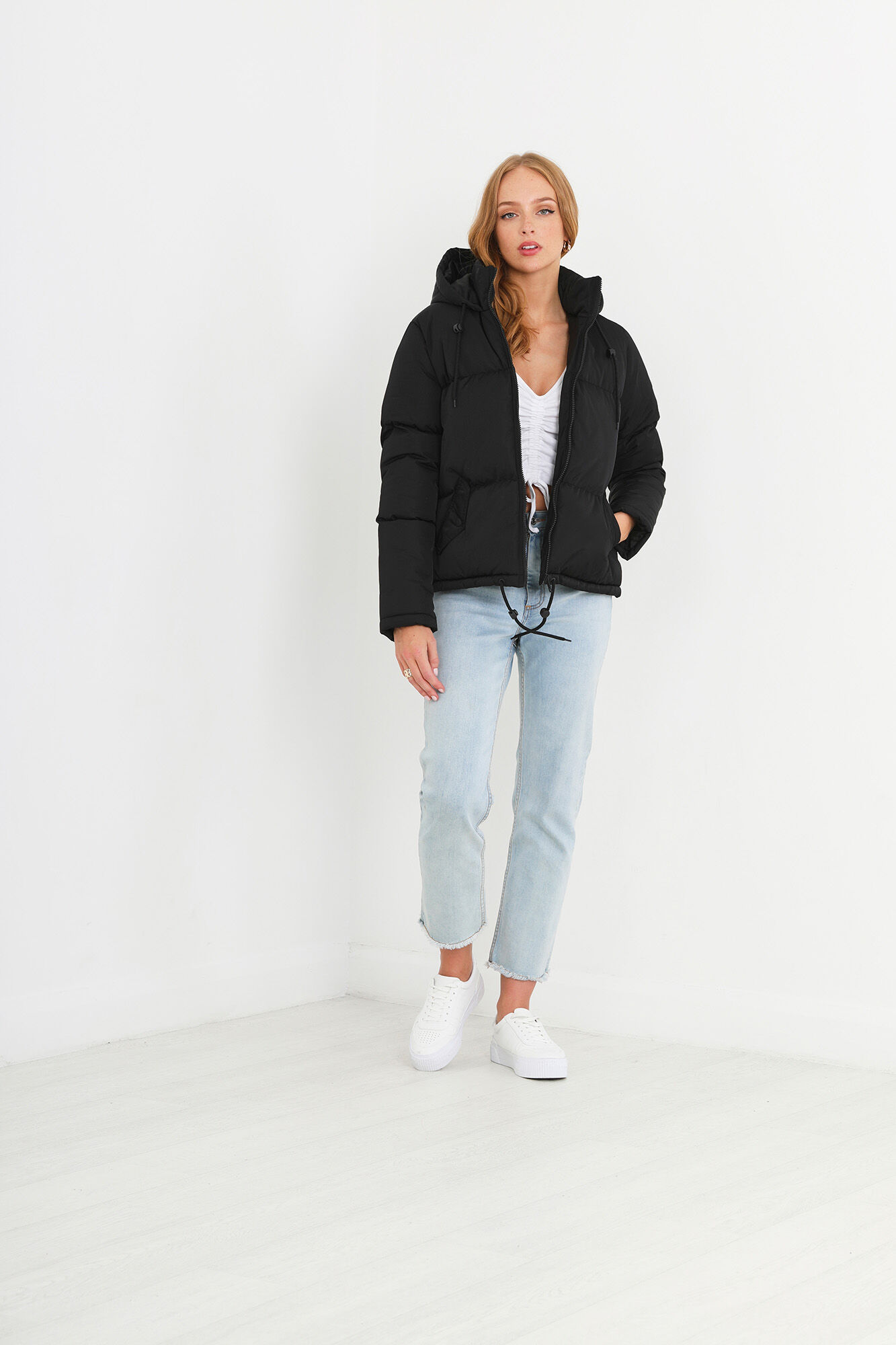 Brave Soul Casaco de penas acolchoado com capuz