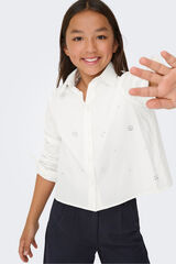Only Girls Blusa curta de manga comprida com detalhe de brilho branco