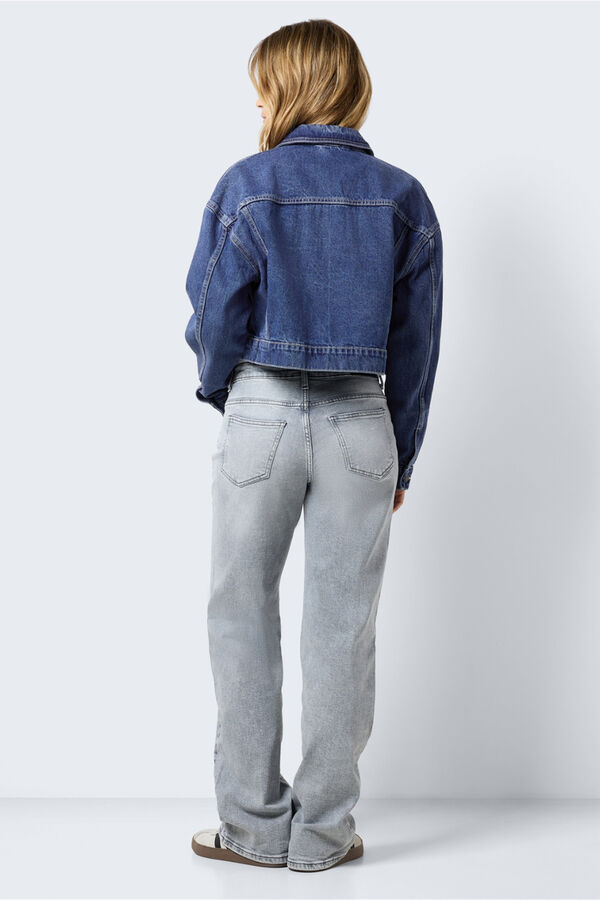 Noisy May Casaco denim cropped azul