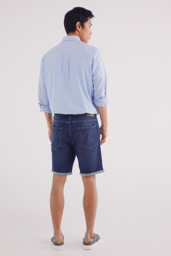 Springfield Bermuda jeans básica com lavagem escura azul