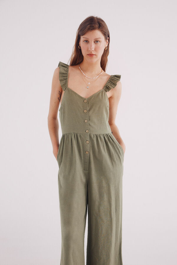 Springfield Mono largo tirantes volantes algodón gris