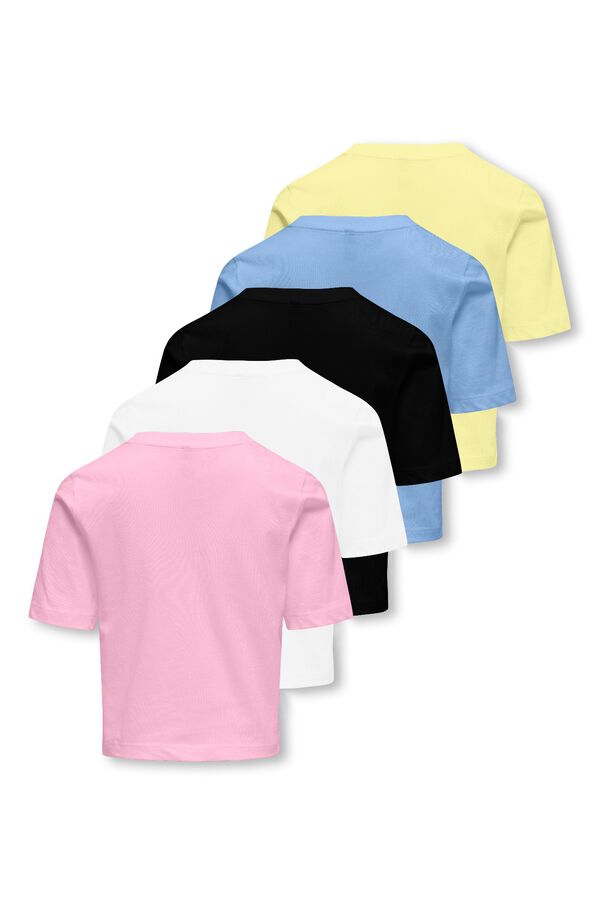 Only Girls Pack de 5 T-shirts lisas de manga curta multicolour