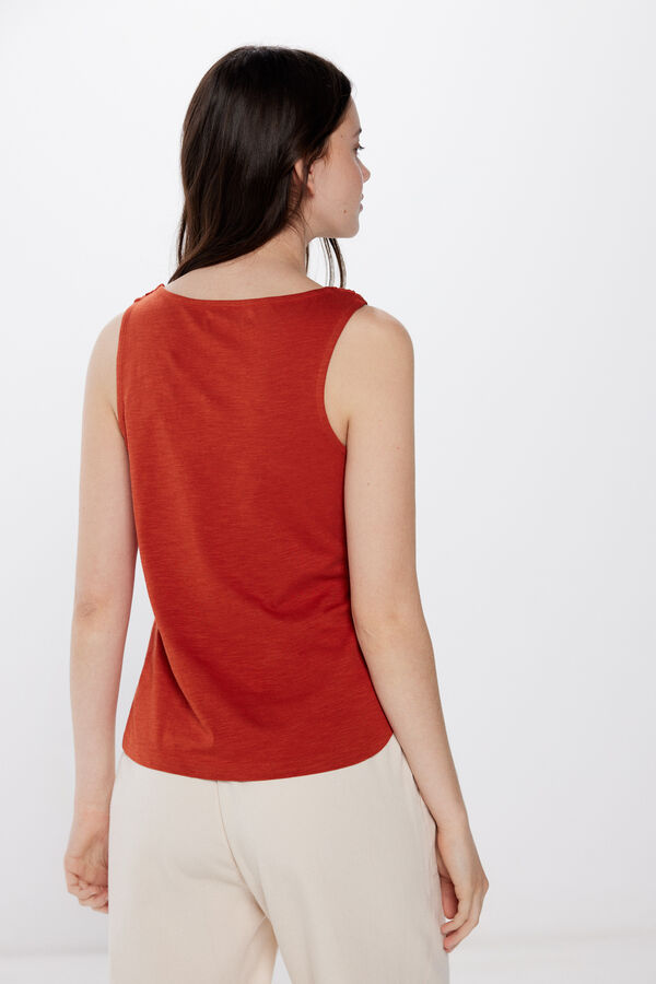 Springfield Camiseta escote crochet naranja