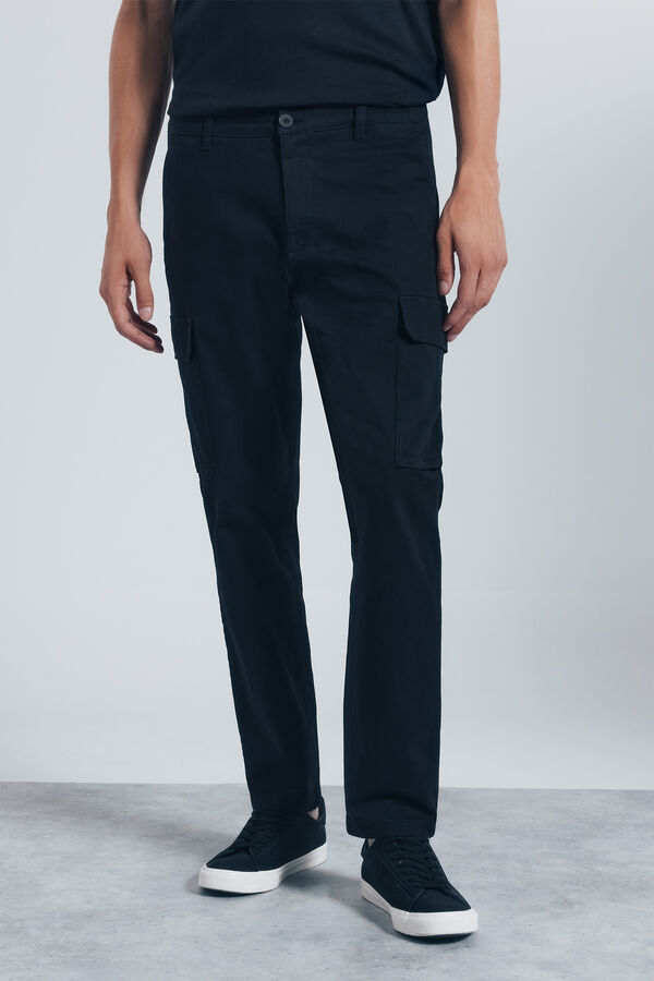 Springfield Pantal&oacute;n cargo slim fit negro