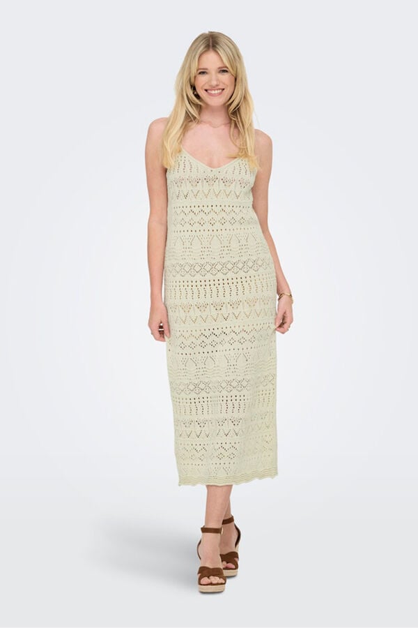 Only Vestido midi crochet rosa