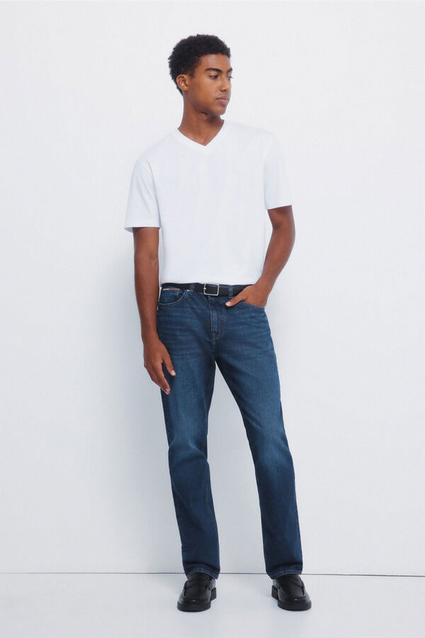 Springfield Camiseta b&aacute;sica cuello pico blanco