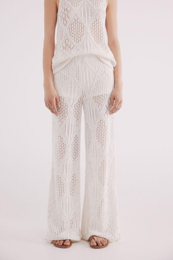 Springfield Calças estruturadas com botões de pressão bege