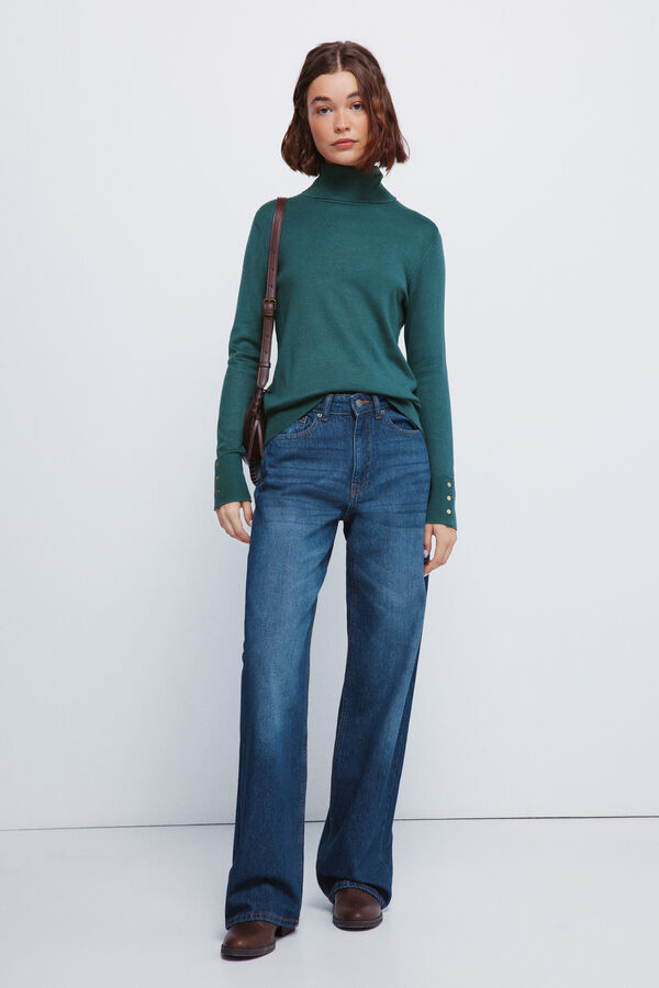 Springfield Jersey cuello alto botones pu&ntilde;os verde