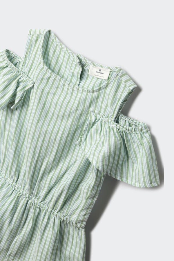 Springfield Kids Jardineiras curtas de riscas para menina verde