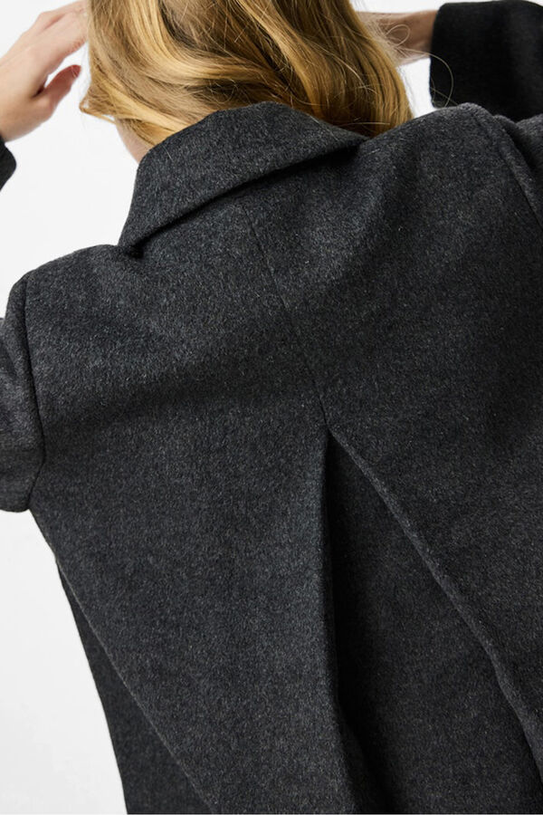 Pieces Sobretudo curto de tecido com bot&otilde;es de flores preto