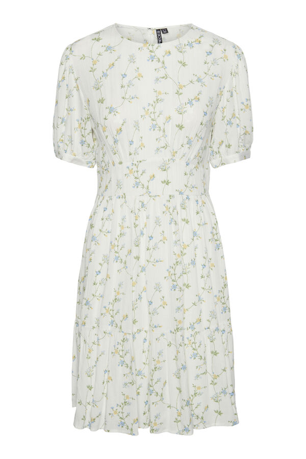 Pieces Vestido curto pesco&ccedil;o fechado branco