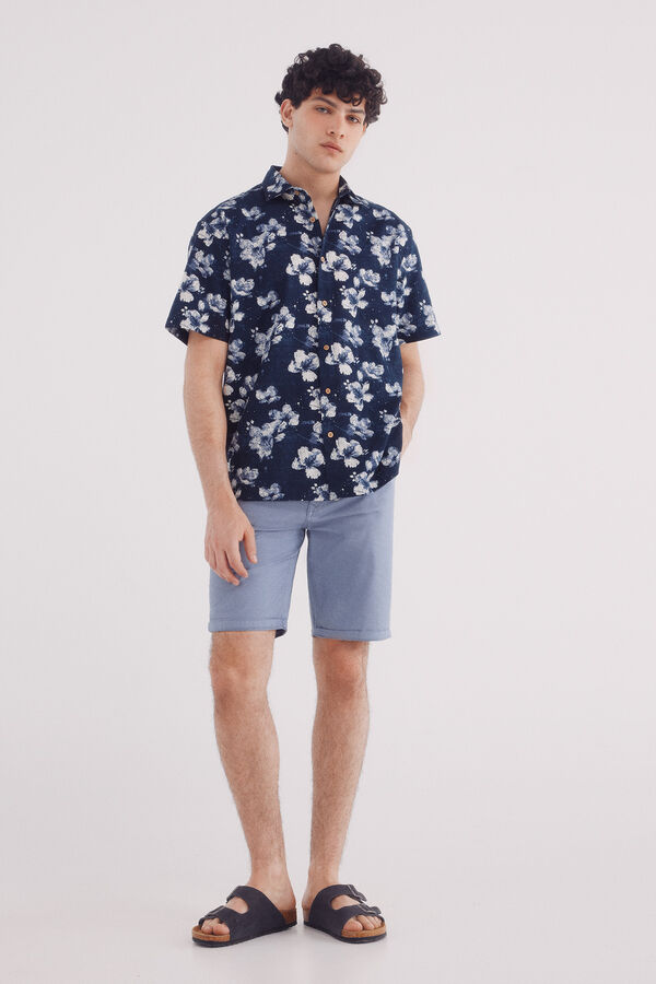 Springfield Bermuda color ligera lavada slim fit azul