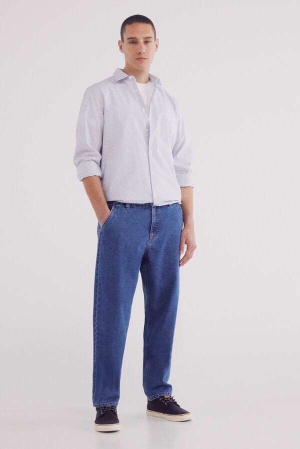 Springfield Camisa popel&iacute;n rayas vestir azul