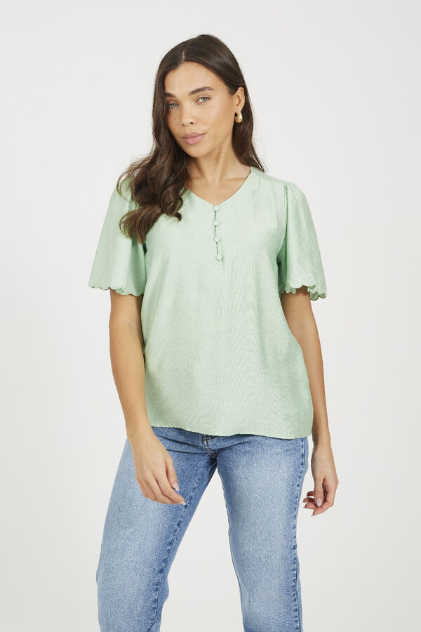 Brave Soul Blusa manga curta com bot&otilde;es verde