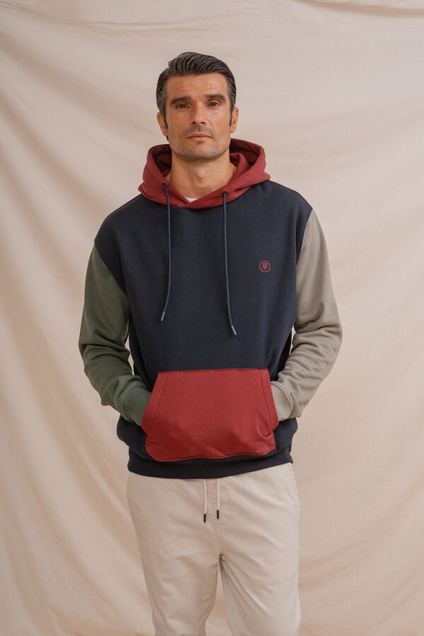 Celopman Sudadera canguro tricolor azul