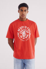 Springfield Camiseta Beach Calling vermelho