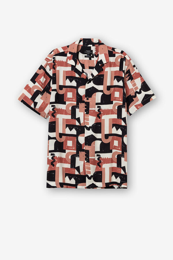 Tiffosi Camisa Relaxed Fit Estampada bege