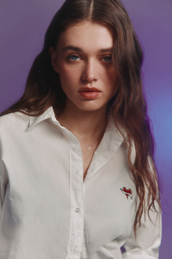 Springfield Blusa oversized de popelina branco