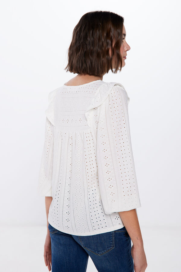 Springfield Blusa Bordado Suizo Circular beige