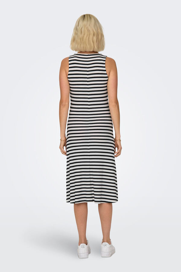 Only Vestido midi a rayas blanco