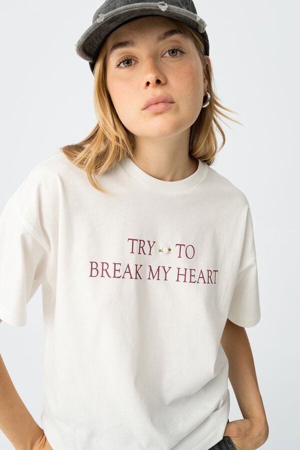 Tiffosi Young Camiseta estampada con aplique beige