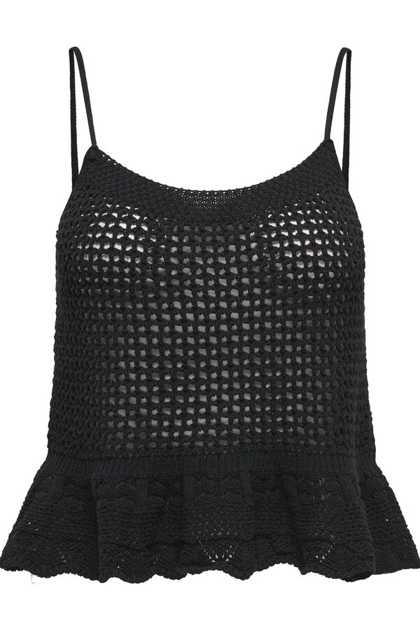 Only Camiseta tirantes crochet negro