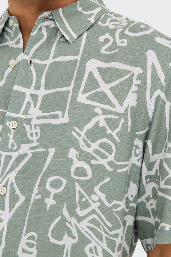 Only & Sons Camisa manga curta estampada verde