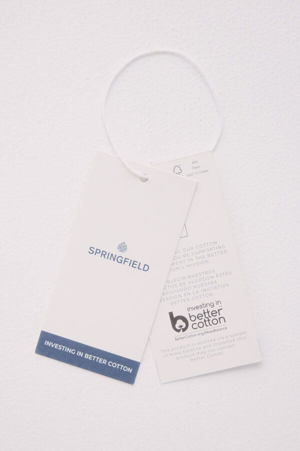 Springfield Camisa de manga manga curta listrada seersucker bege