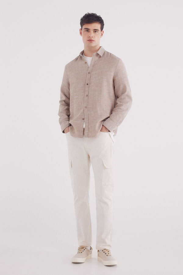 Springfield Camisa r&uacute;stica beige