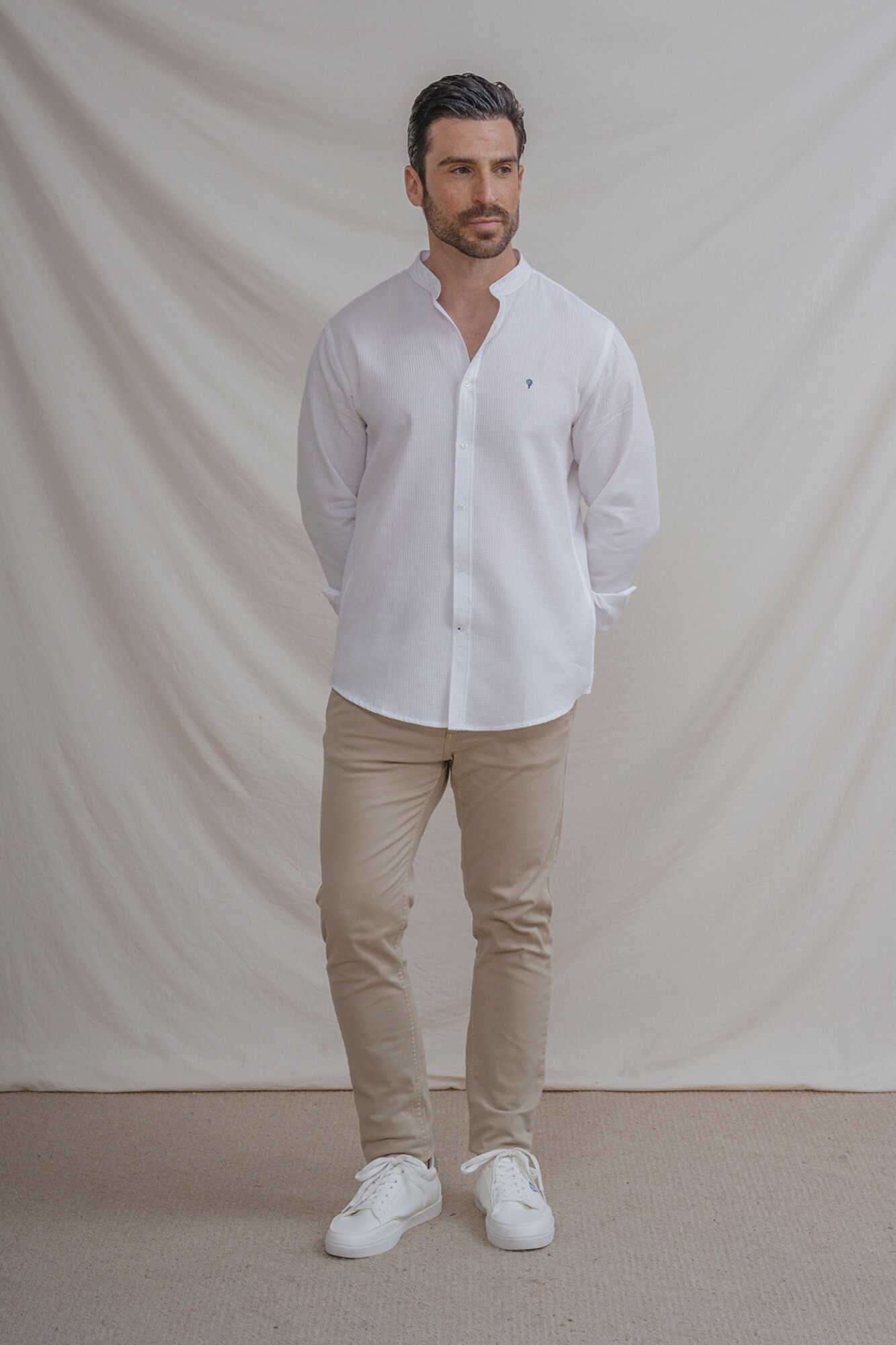 Celopman Camisa estructura cuadrill&eacute; cuello mao