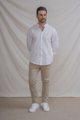 Celopman Camisa estructura cuadrill&eacute; cuello mao blanco