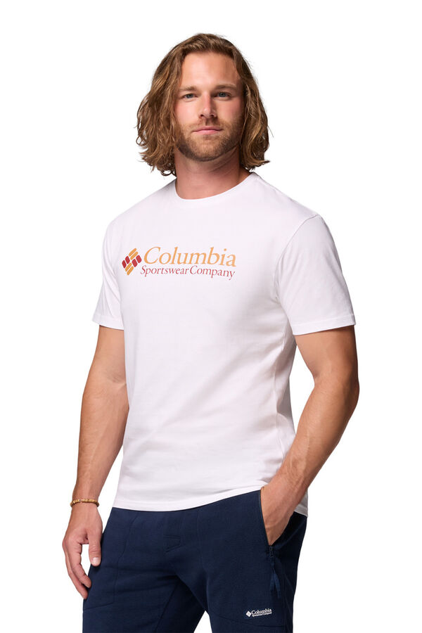 Columbia Camiseta masculina de manga curta de algod&atilde;o org&acirc;nico Basic Logo&trade; da para homem branco