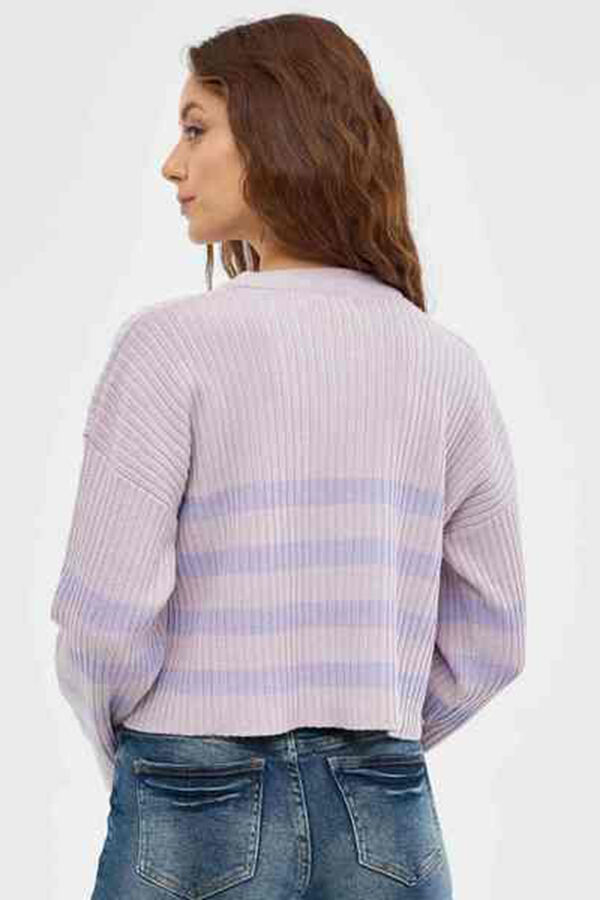 Inside Jersey Cuello Redondo Rayas morado/lila