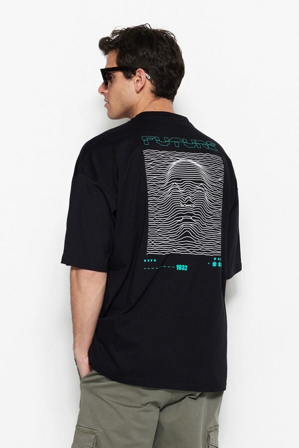 Trendyol T-shirt algod&atilde;o preto