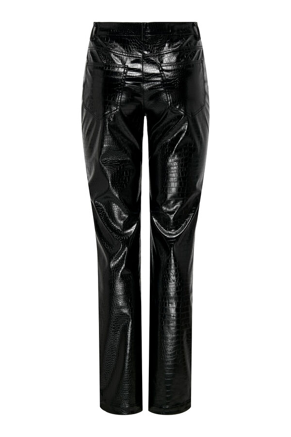 Only Calças com estampa animal brilhante preto