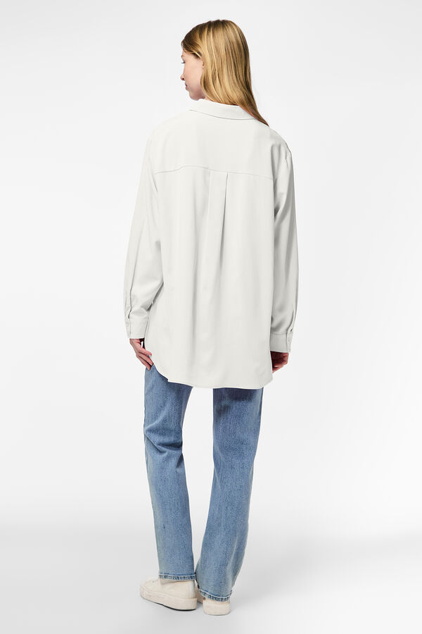 Pieces Camisa longa oversized branco
