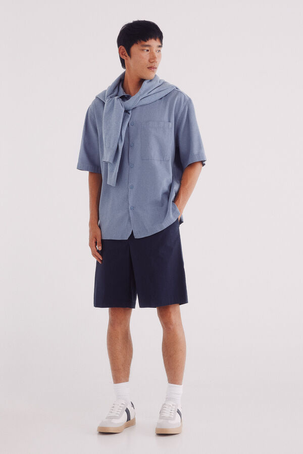 Springfield Camisa de manga curta Tencel azul