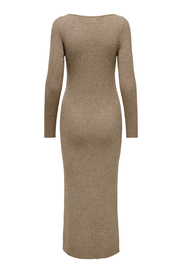 Only Vestido largo de punto acanalado marrón