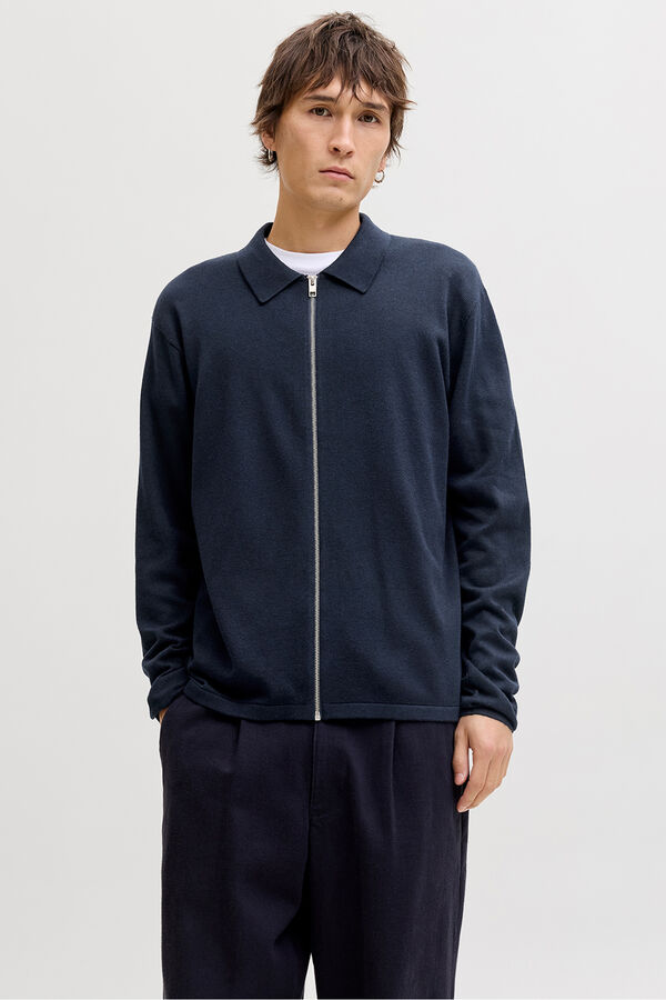 Jack & Jones C&aacute;rdigan b&aacute;sico de punto azul
