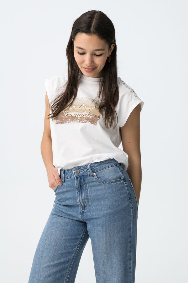Tiffosi Camiseta com renda branco
