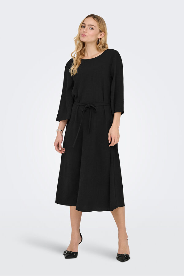 JDY Vestido midi manga 3/4 preto