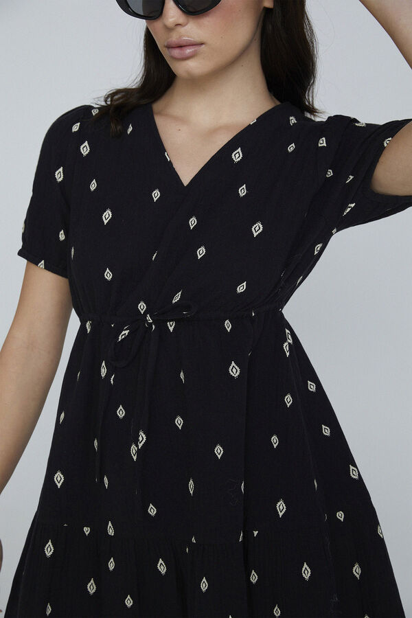 Only Vestido curto de decote em bico preto