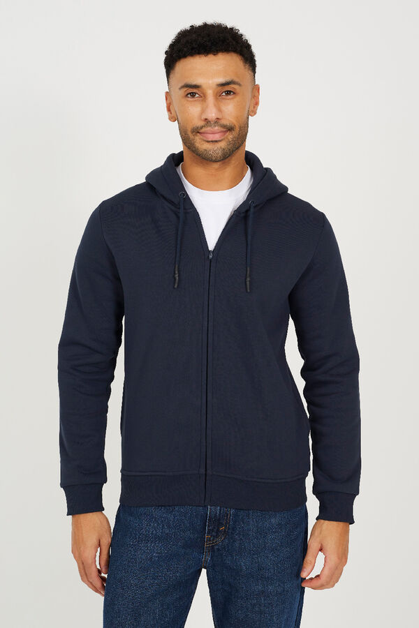 Brave Soul Sweatshirt com capuz e fecho-&eacute;clair azul