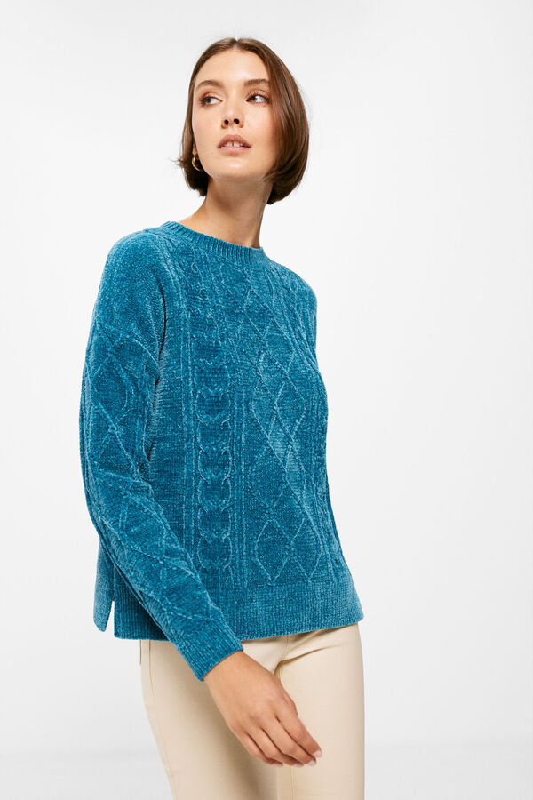 Springfield Camisola Chenille Cable Knit azul