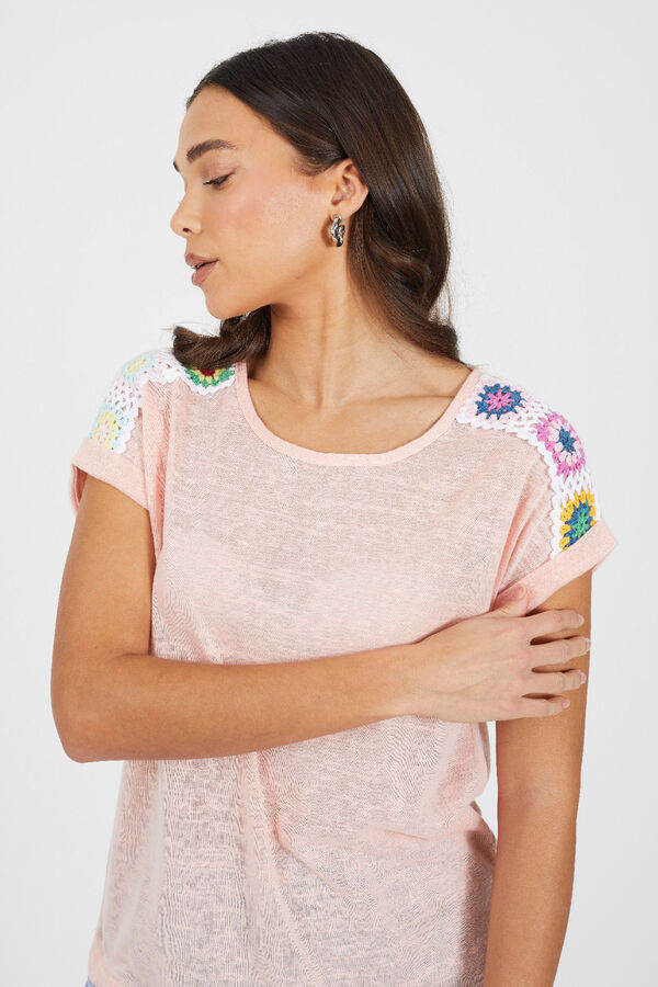 Brave Soul T-shirt de manga curta e crochet borgonha