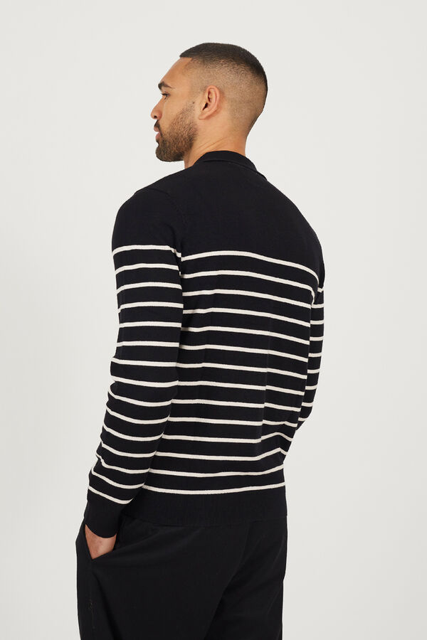 Brave Soul Camisa polo de malha riscas preto