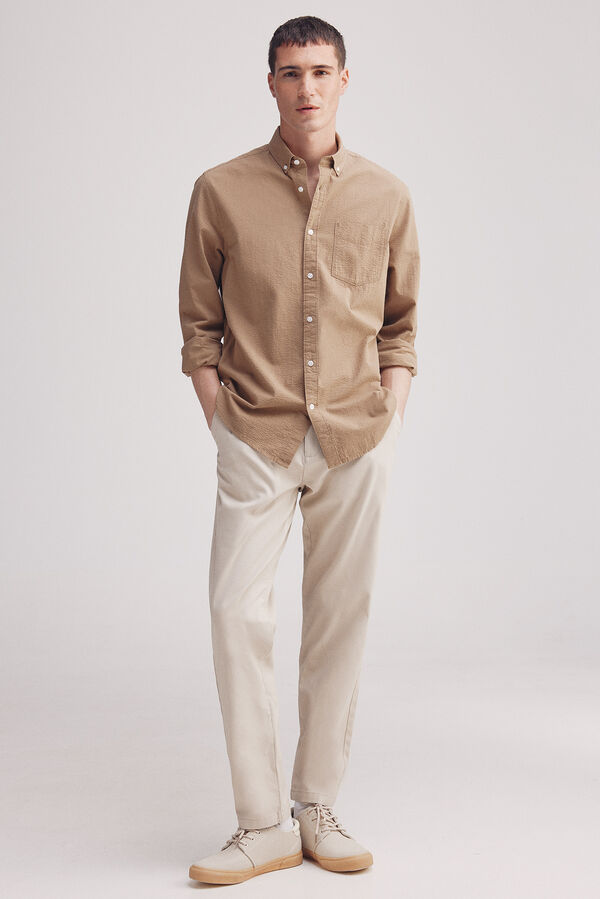 Springfield Camisa seersucker beige