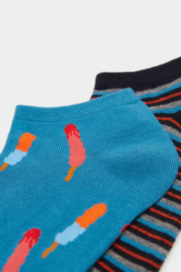 Springfield Pack 2 calcetines tobilleros polos y rayas azul