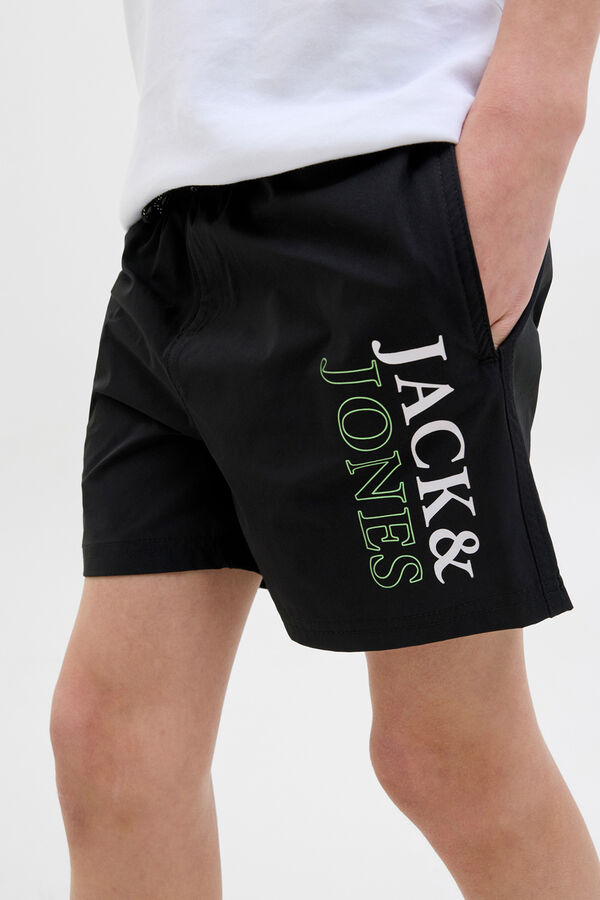 Jack & Jones Junior Shorts de banho com estampado de logo preto